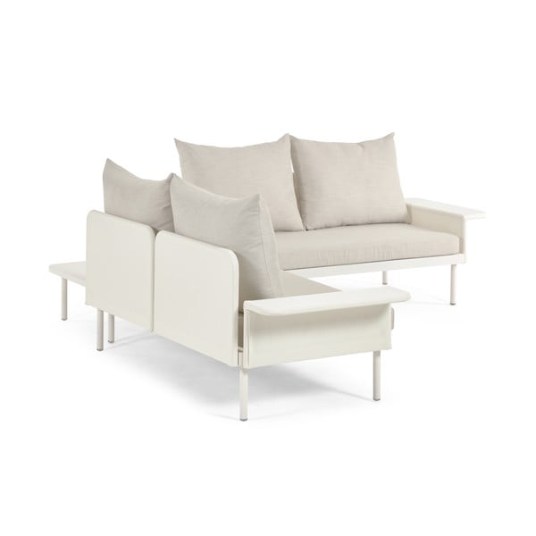 Biały aluminiowy narożnik ogrodowy ze stolikiem Kave Home Zaltana-image-3