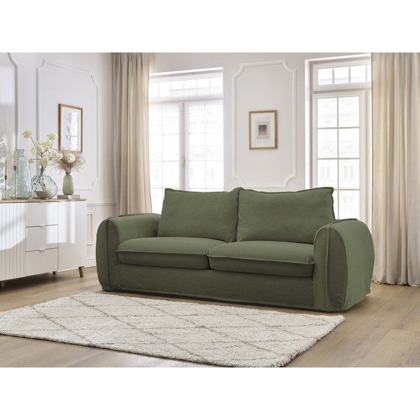 Zielona sofa do spania/rozkładana 216 cm Archimede – Bobochic Paris-image-1