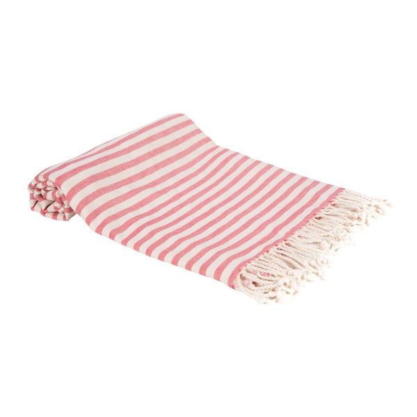 Czerwony ręcznik kąpielowy tkany ręcznie Ivy's Yonca, 100x180 cm