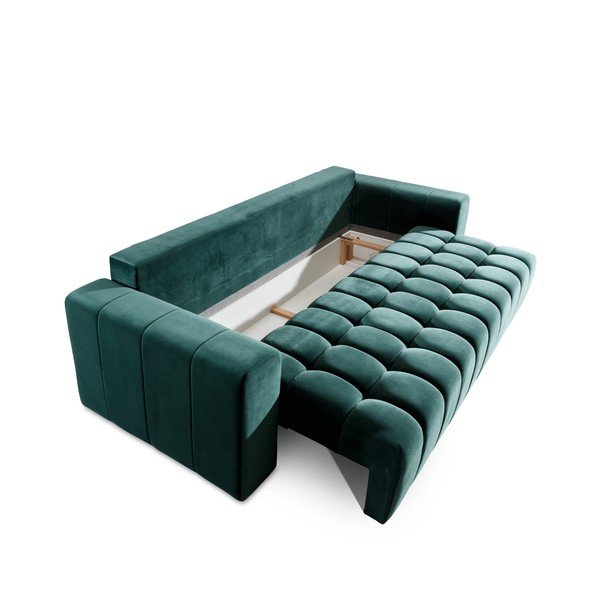 Ciemnozielona aksamitna rozkładana/ze schowkiem sofa 247 cm Lazaro – ELTAP-image-3