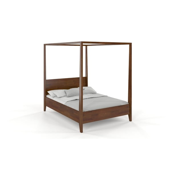 Łóżko 2-osobowe z litego drewna sosnowego SKANDICA Canopy Dark, 200x200 cm