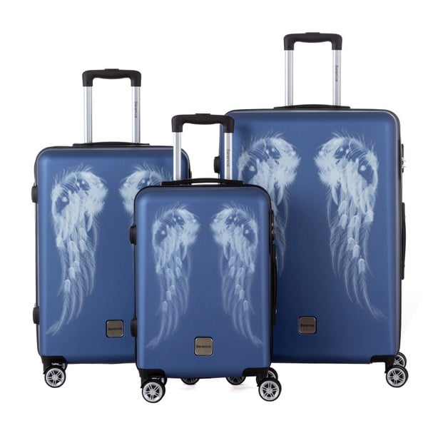 Zestaw 3 niebieskich walizek Berenice Wings