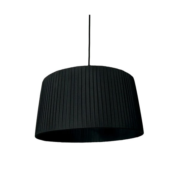 Czarna lampa wisząca z tekstylnym kloszem ø 50 cm – SULION