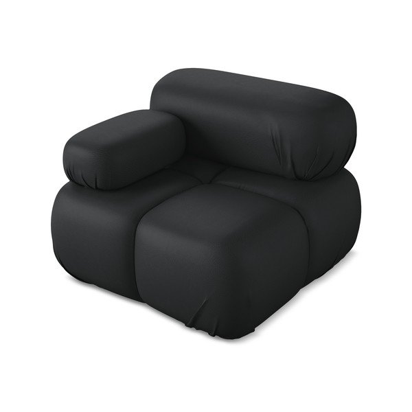 Czarny moduł sofy z imitacji skóry (lewostronny) Lokua – Makamii-image-2