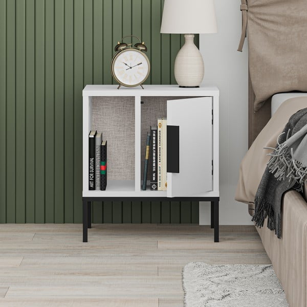 Biała szafka nocna z półką Lani – Marckeric-image-4