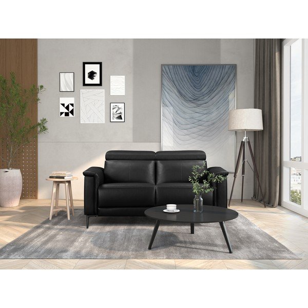 Czarna sofa z imitacji skóry 160 cm Lund – Støraa-image-1