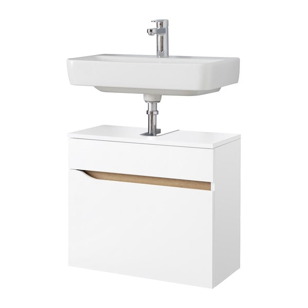 Biała niska wisząca szafka bez umywalki 60x53 cm Set 857 – Pelipal-image-3