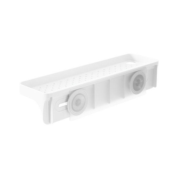Biała samoprzylepna półka łazienkowa z plastiku z recyklingu Flex Adhesive – Umbra-image-2