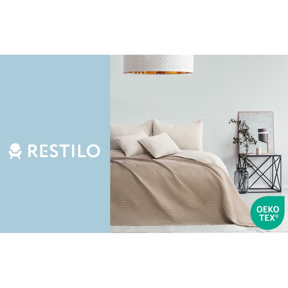 Beżowa narzuta pikowana z mikrowłókna 240x260 cm Softa – Restilo (zdjęcie 6)