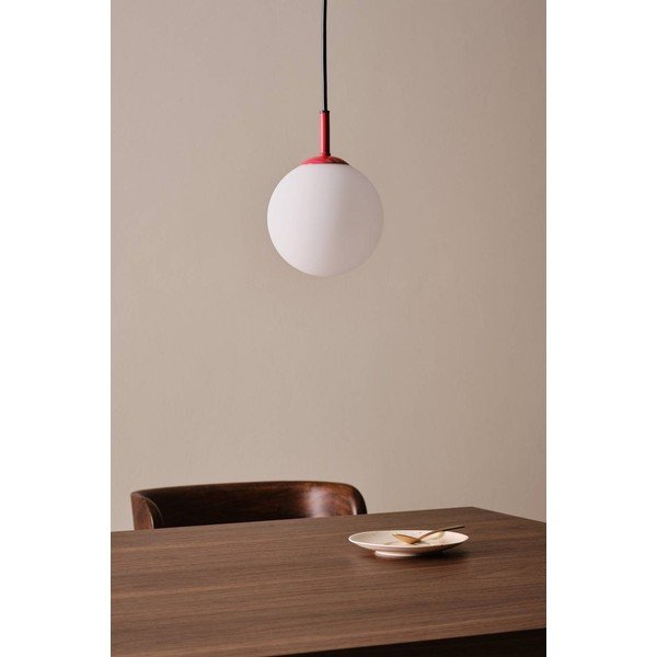 Czerwona/biała szklana lampa wisząca ø 13 cm Ekman – Jotex-image-2