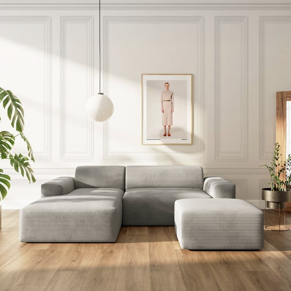 Szary sztruksowy narożnik (lewostronny/z szezlongiem) Villet – Rodier-image-1