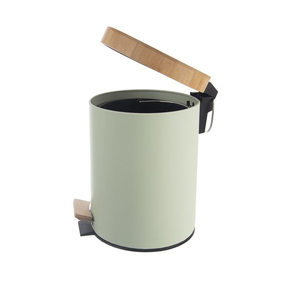 Jasnozielony metalowy kosz na śmieci z pedałem 5 l Greenish – Orion-image-2
