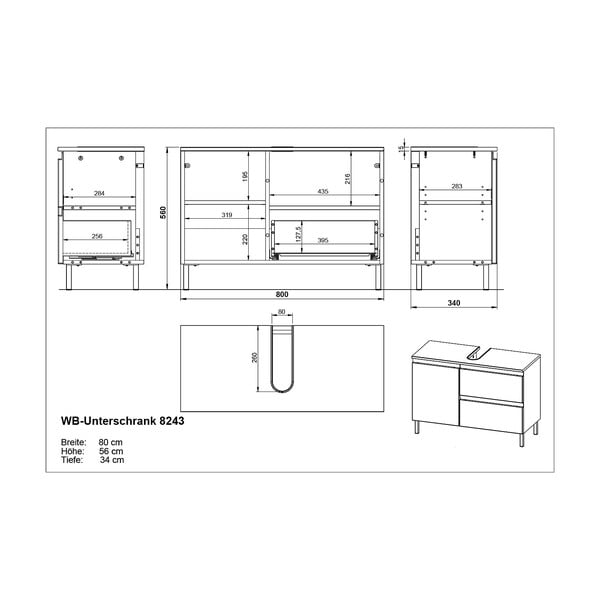 Biała szafka pod umywalkę 80x56 cm Salinas – Germania-image-4