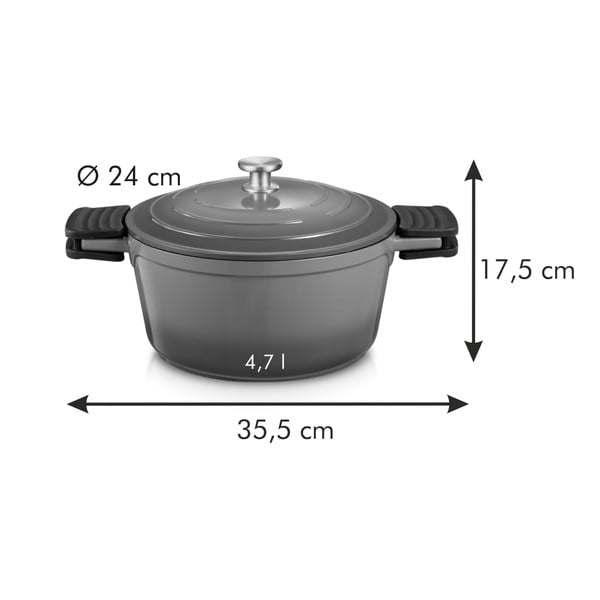 Garnek z nieprzywierającą powłoką i pokrywką odpowiedni na indukcję 4.7 l Bordeaux – Tescoma-image-3