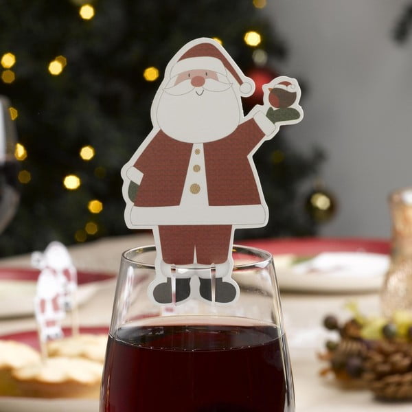 Zestaw 10 znaczników na szklankę lub kieliszek Neviti Let It Snow Father Christmas