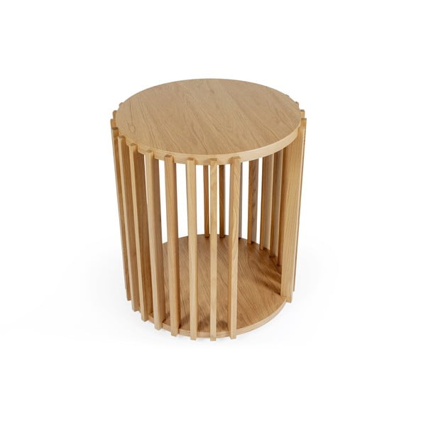 Stolik z drewna dębowego Woodman Drum, ø 53 cm-image-3
