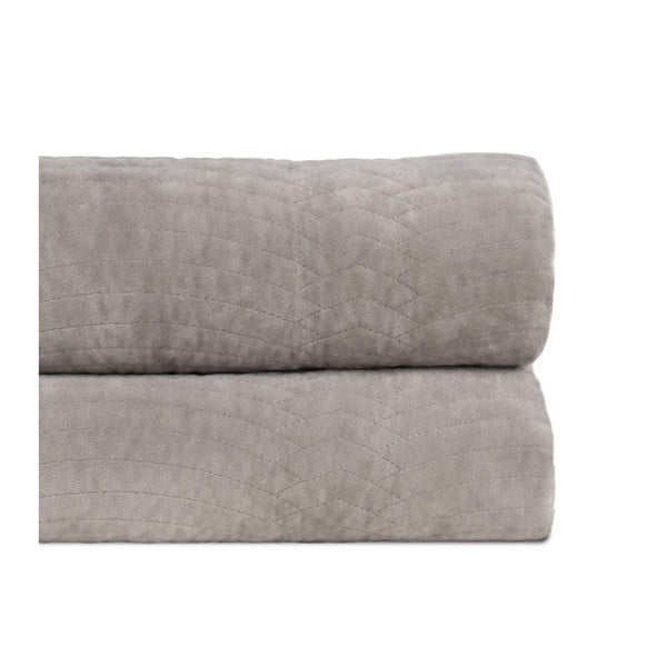 Szara aksamitna narzuta pikowana 180x260 cm – Ixia