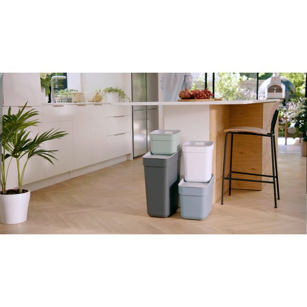 Biały kosz na śmieci do segregacji odpadów z plastiku z recyklingu 20 l Ready To Collect – Curver-image-1