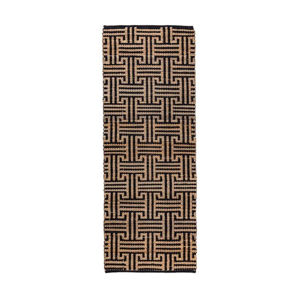 Czarno-naturalny chodnik z mieszanki juty tkany ręcznie 80x230 cm Meander Jute – Flair Rugs