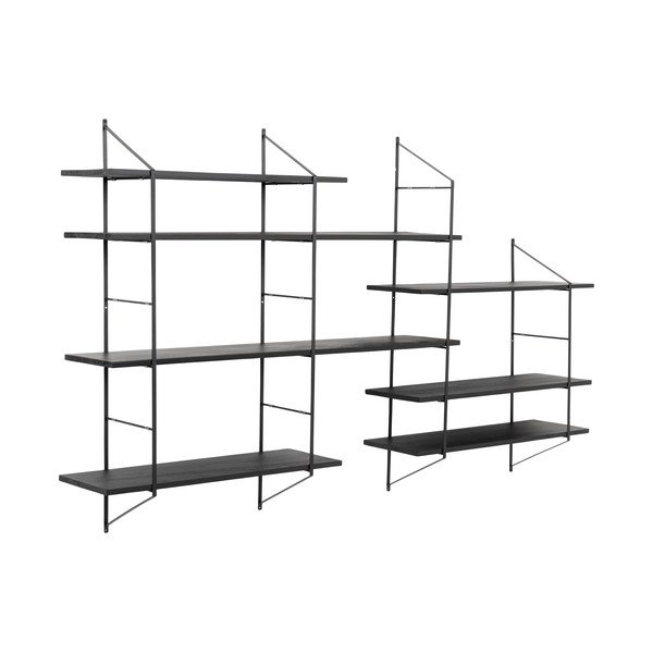 Czarna wielopoziomowa półka z litego drewna paulowni 196 cm Belfast – Actona-image-2