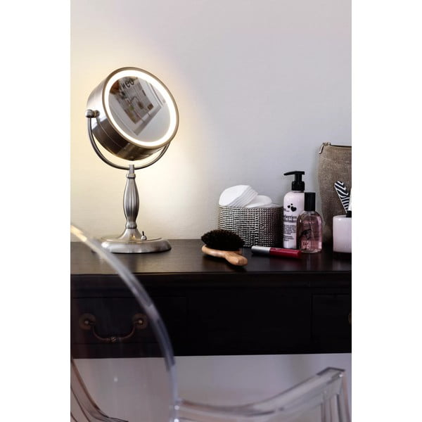 Podświetlane lusterko stołowe w kolorze srebra Markslöjd Face, ø 16,2 cm-image-1