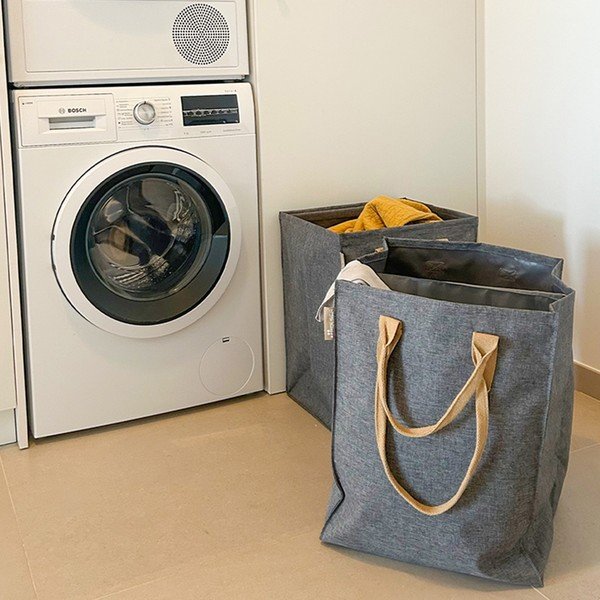 Szary tekstylny kosz na pranie 71 l Laundry Hub Tweed duplo – Rolser-image-1