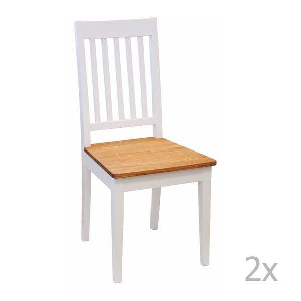Zestaw 2 białych krzeseł z drewna dębowego Folke Ella