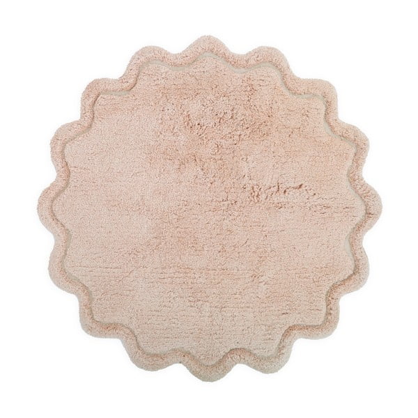 Jasnoróżowy bawełniany okrągły dywan tkany ręcznie odpowiedni do prania ø 110 cm Sweet April Nude – Nattiot