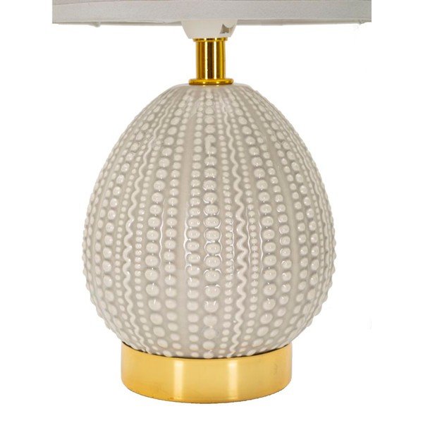 Jasnoszara lampa stołowa ceramiczna z tekstylnym kloszem (wysokość 30,5 cm) Flavi – Mauro Ferretti-image-2