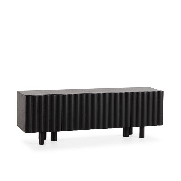Czarna szafka pod TV z litego drewna mango 160x55x40 cm Tamira – MOME