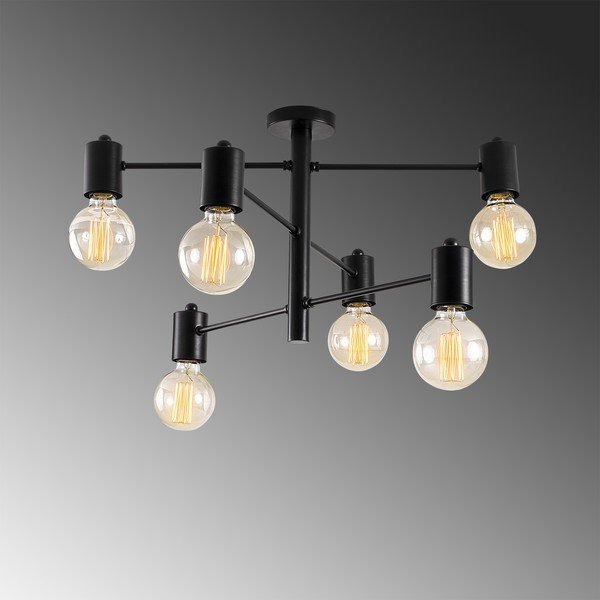 Czarna lampa sufitowa na 6 żarówek Opviq lights Hexa-image-1