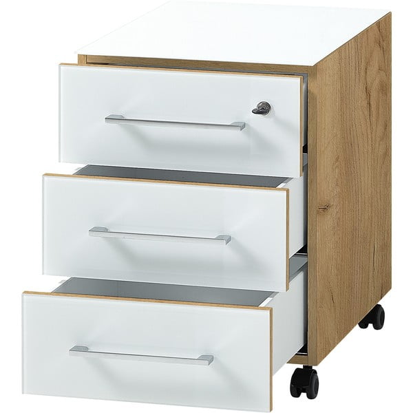 Biała szafka w dekorze dębu 40x55 cm Monteria – Germania-image-3