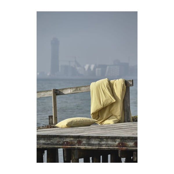 Żółta pościel z bawełny organicznej 200x140 cm Wave Straw - Södahl-image-4