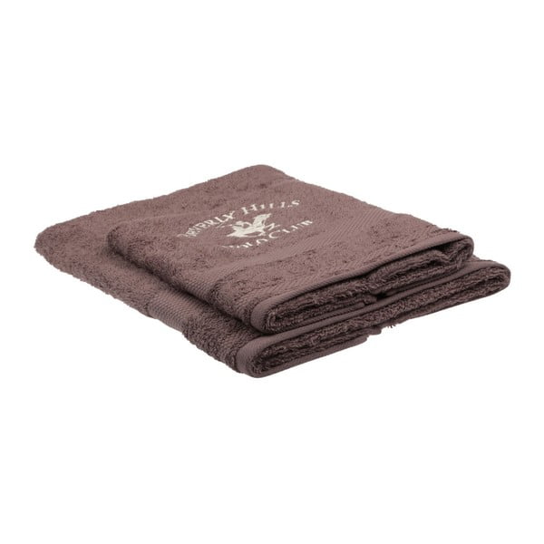 Zestaw 2 brązowych ręczników Beverly Hills Polo Club Tommy Orj