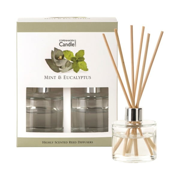 Zestaw 2 dyfuzorów zapachowych o zapachu mięty i eukaliptusa Copenhagen Candles, 40 ml