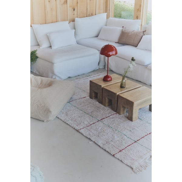 Kremowy bawełniany dywan tkany ręcznie odpowiedni do prania 90x130 cm Color Lines – Lorena Canals-image-1