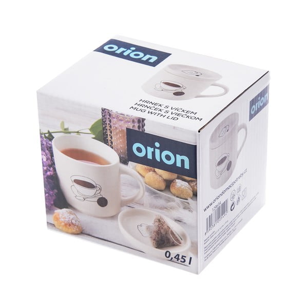 Biały porcelanowy kubek z pokrywką 450 ml – Orion-image-3