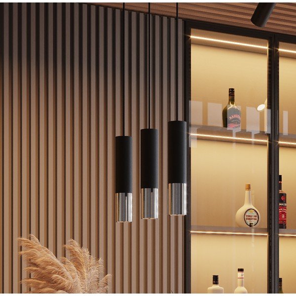 Metalowa lampa sufitowa w czarno-srebrnym kolorze ø 6 cm Longbot – Sollux-image-3