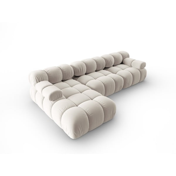 Beżowy aksamitny narożnik modułowy (lewostronny) Bellis – Micadoni -image-4