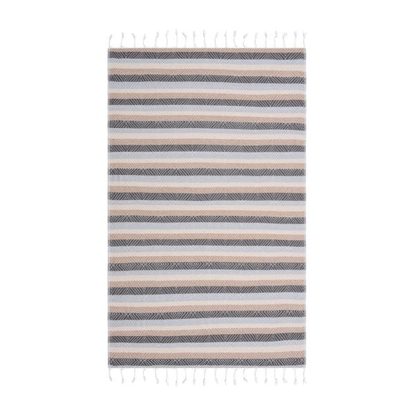 Szaro-beżowy ręcznik hammam Begonville Skye, 180x95 cm