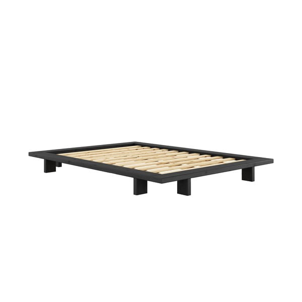 Czarne podwójne łóżko z drewna sosnowego z rusztem 140x200 cm Japan - Karup Design