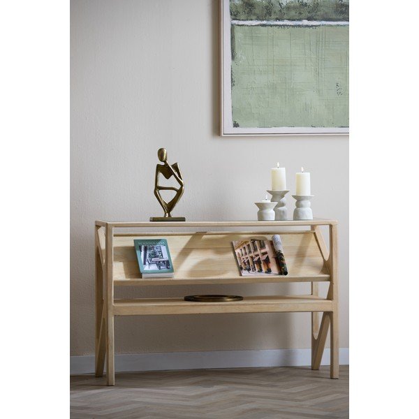 Konsola ze szklanym blatem w jasnym naturalnym kolorze 41x119 cm Yuki – Light & Living-image-1