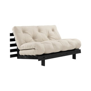 Sofa rozkładana z beżowym pokryciem Karup Design Roots Black/Beige