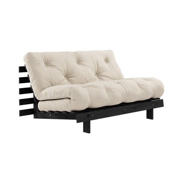 Sofa rozkładana z beżowym obiciem Karup Design Roots Black/Beige