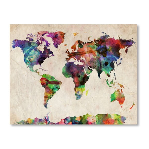 Plakat z kolorową mapą świata Americanflat Colour, 60x42 cm