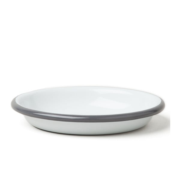 Mały emaliowany talerz z szarym brzegiem Falcon Enamelware, Ø 10 cm