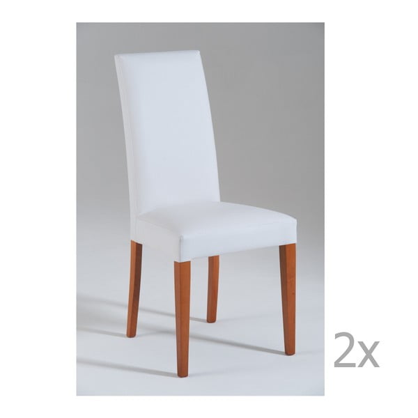 Zestaw 2 białych krzeseł z brązowymi nogami Castagnetti Tempi