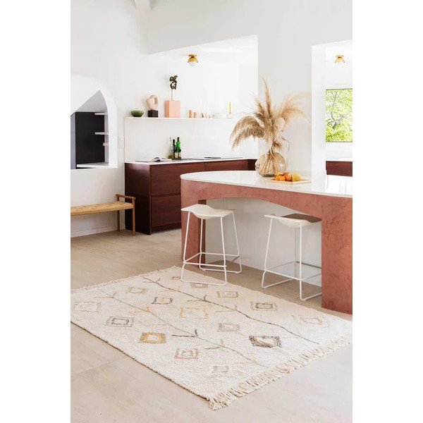 Beżowy bawełniany dywan tkany ręcznie odpowiedni do prania 140x200 cm Kaarol Earth – Lorena Canals-image-4