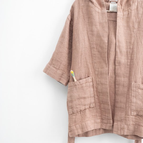 Dziecięcy pomarańczowy lniany szlafrok Linen Tales Nature, vel. 122-128-image-1