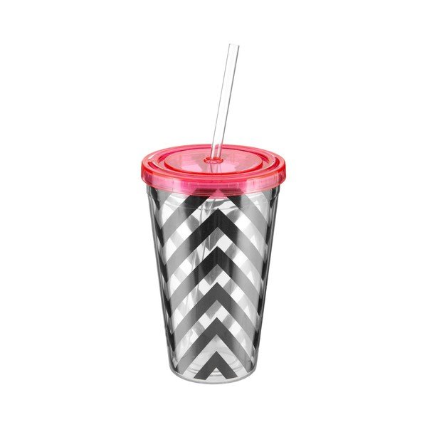 Kubek w paski z różowym wieczkiem Premier Housewares Chevron, 450 ml-image-1